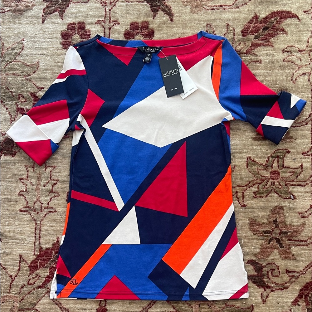 Ralph Lauren Black Label Geometric Short Sleeve Tee - Blue, Red, White, Orange